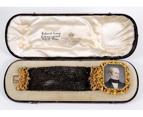 HENRY CHARLES HEATH Miniature portrait of Richard Lane (lithographer) on ivory*, signed 1.75 x 1.25"  (4.25 x 3.5 cms), set i