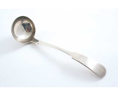 A RARE GEORGE III SCOTTISH PROVINCIAL FIDDLE PATTERN TODDY LADLE  by Robert Robertson, Cupar (RR, fleur-de-lys, thistle, R), 