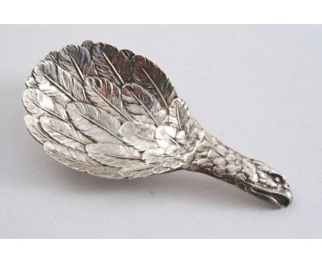 A RARE GEORGE III EAGLE'S WING CADDY SPOON by Joseph Wilmore, Birmingham 1814;  3.1"  (7.9 cms) long;  0.3 oz