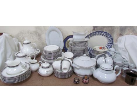 A Royal Doulton “Sarabande” pattern part tea and dinner service together with a Trade Winds part tea set, a Polish part dinne