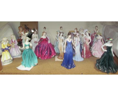 A Capodimonte figure of a falconer together with a collection of Royal Worcester Royal Doulton and Coalport figures, Vogue mi