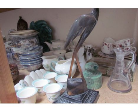 A Wedgwood part tea service together with a Minton part tea set, Japanese part tea set, Chokin wares, glass bowls, African ca