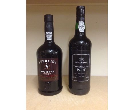 FERRIEIRA RUBY PORT Oporto, Portugal. 750ml, 19.5% volume. SMITH WOODHOUSE VINTAGE CHARACTER PORT Oporto, Portugal. 75cl, 20%