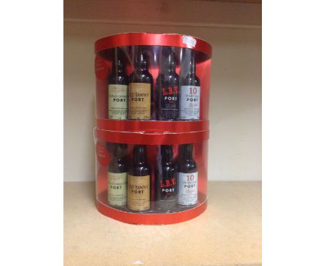 EIGHT PORT MINIATURES Includes: 2x Vintage Charater Port (20%), 2x Old Tawny Port (20%), 2x Late Bottled Vintage port (20%), 