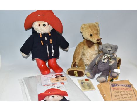 THREE LIMITED EDITION MERRYTHOUGHT BEARS, a Merrythought for Danbury Mint Paddington Bear, No.179 of 1972, complete with cert