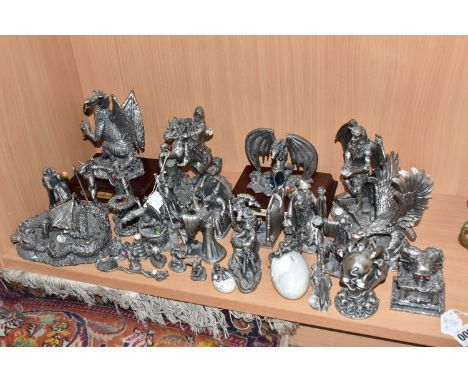 A COLLECTION OF THE TUDOR MINT PEWTER FIGURES, to include The Balrog, The Mirror of Galadriel, A Black Rider and Smaug from T