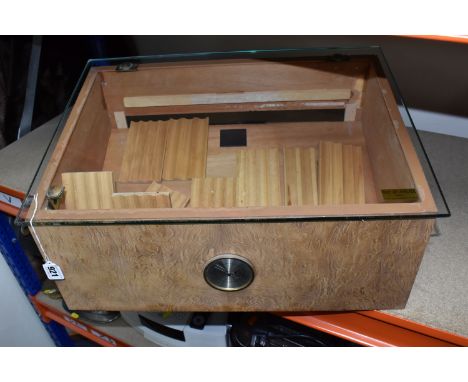 A MODERN HUMIDOR bearing a retail sticker of restorer 'Alain de Lavalade Paris', with a Credo France humidity dial, two Credo