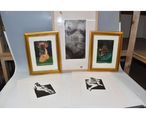 EDWINA N. ELLIS (1946) TWO LIMITED EDITION WOOD ENGRAVINGS, both depicting nude female figures in repose, both signed, titled