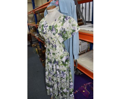 SEVEN BOXES AND LOOSE VINTAGE LADIES CLOTHING, BAGS AND SHOES, to include 1960's/70's dresses, checked woollen blankets, hand