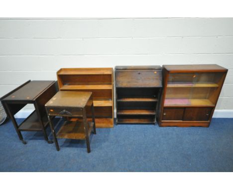 A SELECTION OF OCCASIONAL FURNITURE, to include an open bookcase, width 77cm x depth 27cm x height 89cm, a bookcase with doub