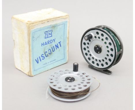 A Hardy Viscount 140 trout fly fishing reel with spare spool, in original box.