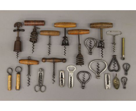 Twenty three assorted corkscrews, to include: ten folding-handle corkscrews - the Dreko, Style with wire cutter, folding arms