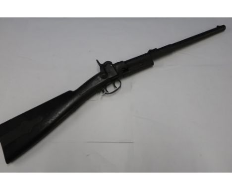 Greene Patent USA 1854 percussion cap carbine with unusual 18 inch twist mechanism barrel, with fixed fore sights and adjusta
