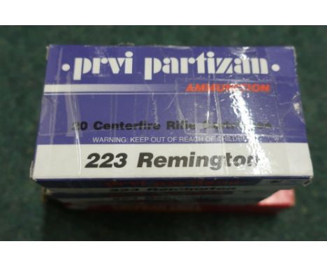 Sixty rounds of Prvi Partizan .223 Remington rifle ammunition and twenty rounds of American Eagle .223 Remington rifle ammuni