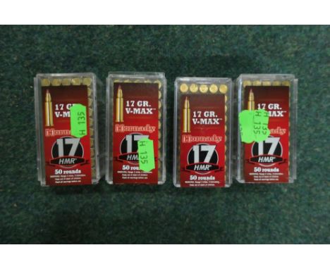 Two hundred rounds of V-Max Honady .17 GR rifle ammunition (section one certificate required) 