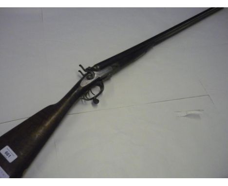 R. Dobson 12 bore side by side hammer gun, with 30 inch barrels, with double trigger and underlever, and a smooth grip, seria
