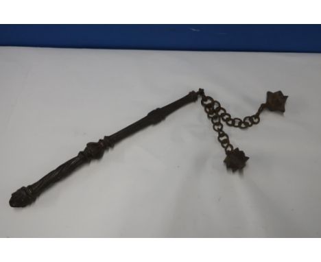 Quality decorative cast metal hand axe and morning star (2) 