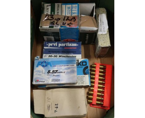 Ten rounds of 33 30 Winchester rifle ammunition, eighteen rounds of 7.92mm Mauser ammunition, seven rounds of .30-06 ammuniti