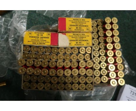 Thirty rounds of Kynoch .30-30 Winchester rifle ammunition and one hundred and five rounds of Norma .30-30 (section one certi