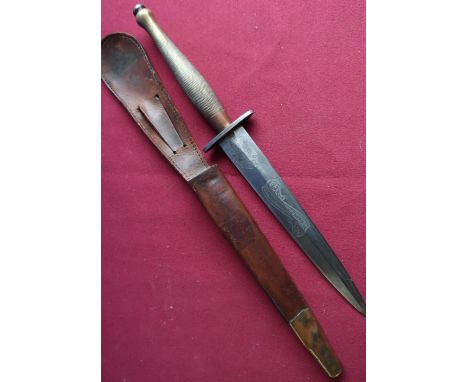 Scarce Wilkinson Sword Fairbairn-Sykes commando fighting knife, American private purchase, with 7 inch double edged blade eng