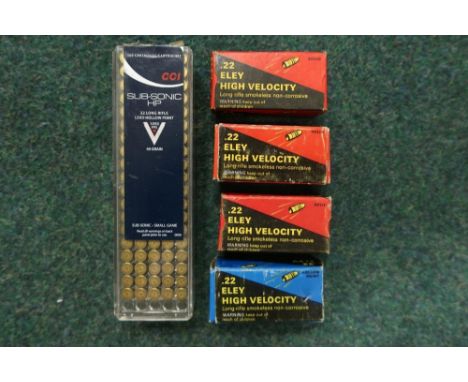 One hundred rounds of CCI .22 long rifle holopoint rifle ammunition and one hundred and ninety rounds of .22 Eley high veloci