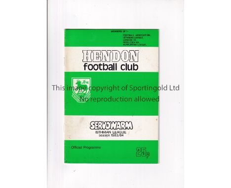 ARSENAL      Programme for the away Friendly v Hendon 16/8/1983.   Generally good