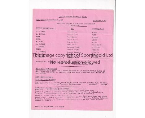 ARSENAL     Single sheet programme for the away Southern Junior Floodlight Cup tie v Leyton Orient 2/10/1963, horizontal fold