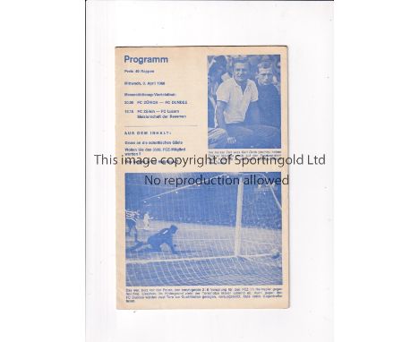 FC ZURICH V DUNDEE 1968     Programme for the Fairs Cup tie in Zurich 3/4/1968.    Very good