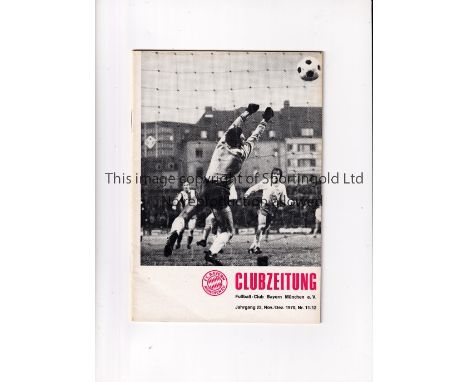 COVENTRY CITY     Bayern Munich club magazine November / December 1970 which covers the period of the away Fairs Cup tie v Ba