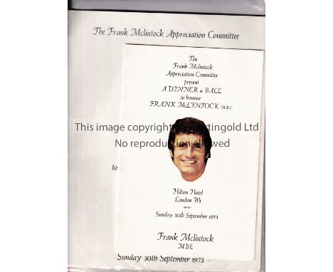 ARSENAL AUTOGRAPHS 1973      Brochure, Menu and Ticket for the Dinner &amp; Ball to honour Frank McLintock M.B.E. at the Hilt