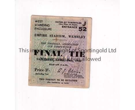 FA CUP FINAL 1950     Ticket for Arsenal v Liverpool, ageing marks.   Generally good