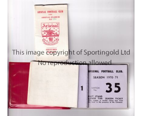 ARSENAL      Season ticket book with cover and fixture list for Double season 1970/1.      Good