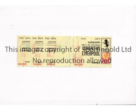 1984 EUROPEAN SUPER CUP /TICKET    Juventus v Liverpool played 16/1/1985. Rare unused Press ticket (Stampa). Horizontal creas