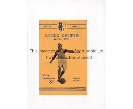 LEEDS UNITED     Programme for the home FA Cup tie v Bolton Wanderers 28/1/1950, slightly creased.     Generally good