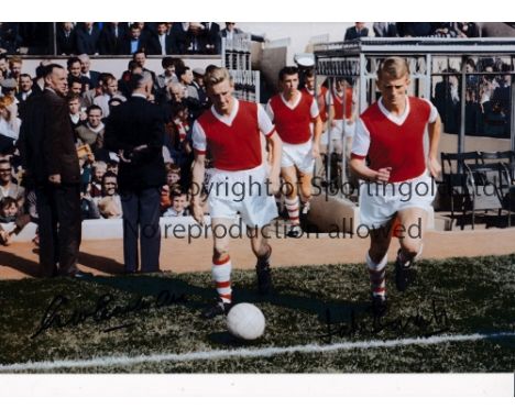 ARSENAL      Autographed 12 x 8 col photo of George Eastham and John Barnwell walking out onto the field of play prior to a 3