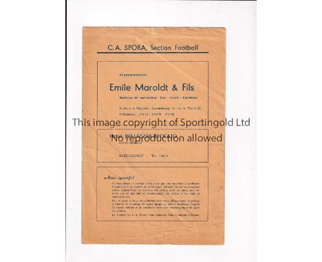 LEEDS UNITED      Programme for the away Fairs Cup tie v C.A. Spora of Luxembourg 3/10/1967, slightly creased and minor tears