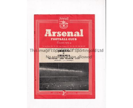 ARSENAL V CHELSEA / 1954 LONDON CUP FINAL    Programme for the Replay at Arsenal 29/3/1954, very slightly creased.    General