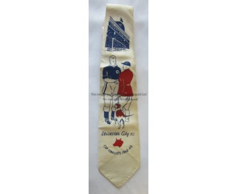 1949 FA CUP FINAL / LEICESTER CITY      A white necktie issued for the FA Cup Finalists 198-49 with a caricature of a huntsma