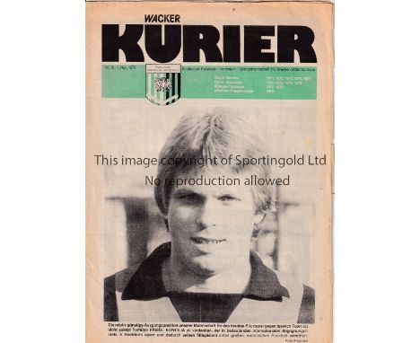 IPSWICH TOWN      Programme for the away ECWC tie v Wacker Innsbruck 1/11/1979.    Generally good