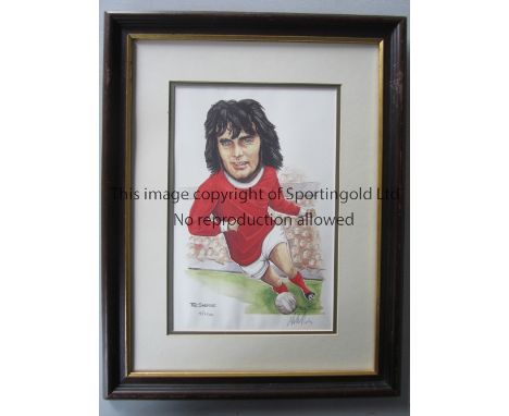 GEORGE BEST      An 18" X 14" framed limited edition print "The Swerve" signed by painter Mike Finn. Number 5 of 2,500.    Go