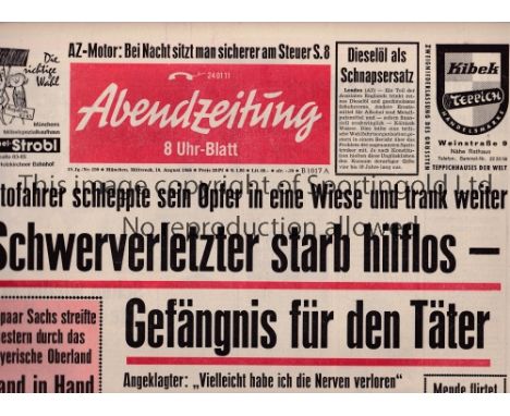 1966 BAYERN MUNICH v MANCHESTER UNITED     Friendly played 10/8/1966 at Grunwalder Stadion, Munich. Issue of Munich evening N