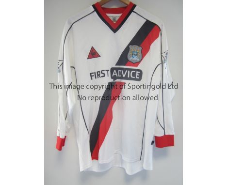 MANCHESTER CITY PLAYER ISSUE SHIRT / EYAL BERKOVIC        White with red and blue sash stripes, long sleeve shirt 2002-2003, 