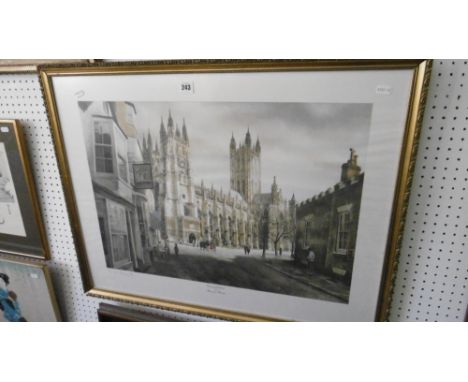 A SIGNED LIMITED EDITION PRINT OF CANTERBURY CATHEDRAL