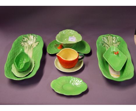 A selection of Carltonware, Beswick and other leaf design ceramics