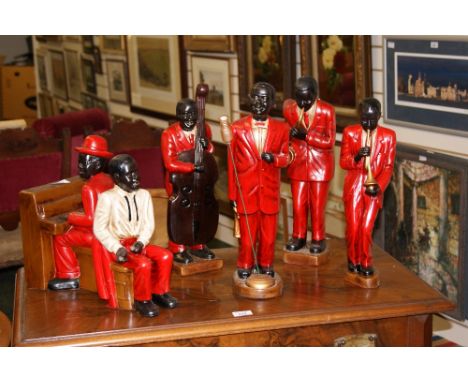A ceramic jazz band of six members