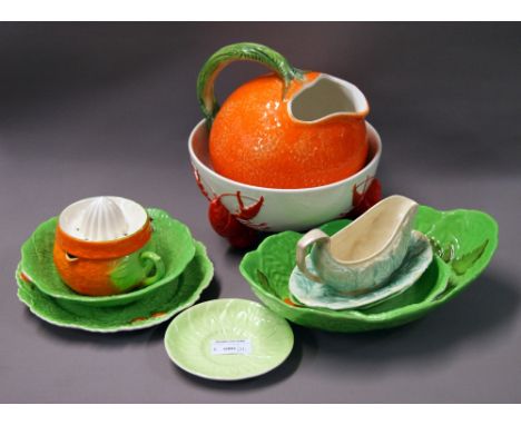 A selection of Carltonware, Beswick and other leaf design ceramics, together with lobster bowl on the Carltonware style.