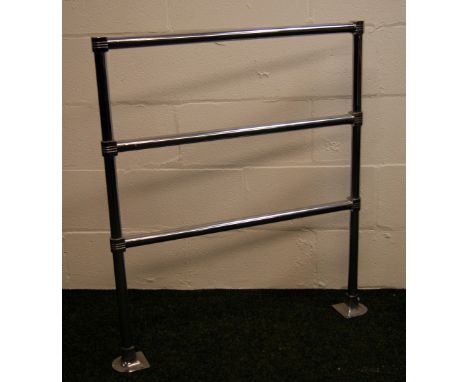 A chromed Art-Deco towel rail of three bars CONDITION REPORT; In good condition, no sign of damage or repair. Some very light