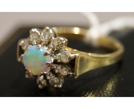 18ct diamond and opal ring