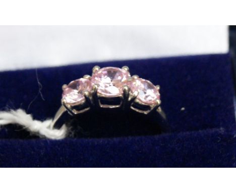 14 ct white gold, diamonique cluster ring. 