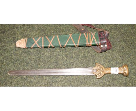 A re-enactor's Viking style sword with scabbard 